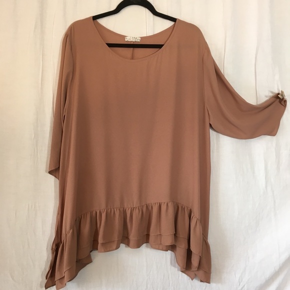 Wishlist Mauve Ruffle Hem Mini Dress Lightweight - Picture 1 of 7